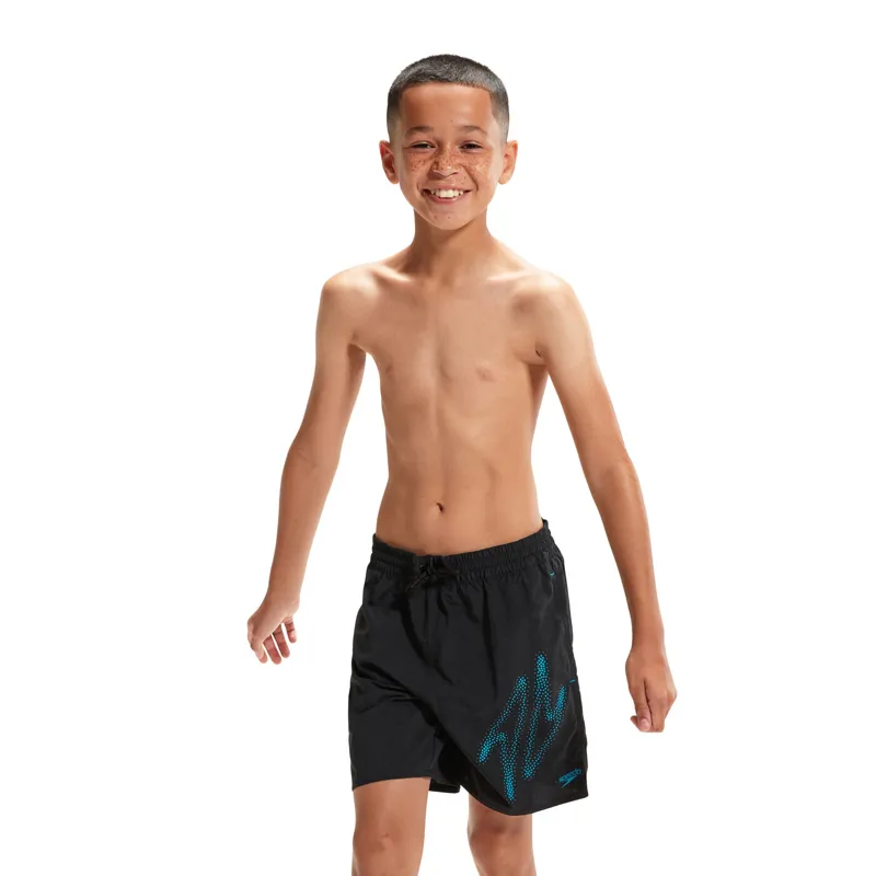 Speedo Boys Hyper Boom Logo 15 inch  Watershort Black/Bolt-1